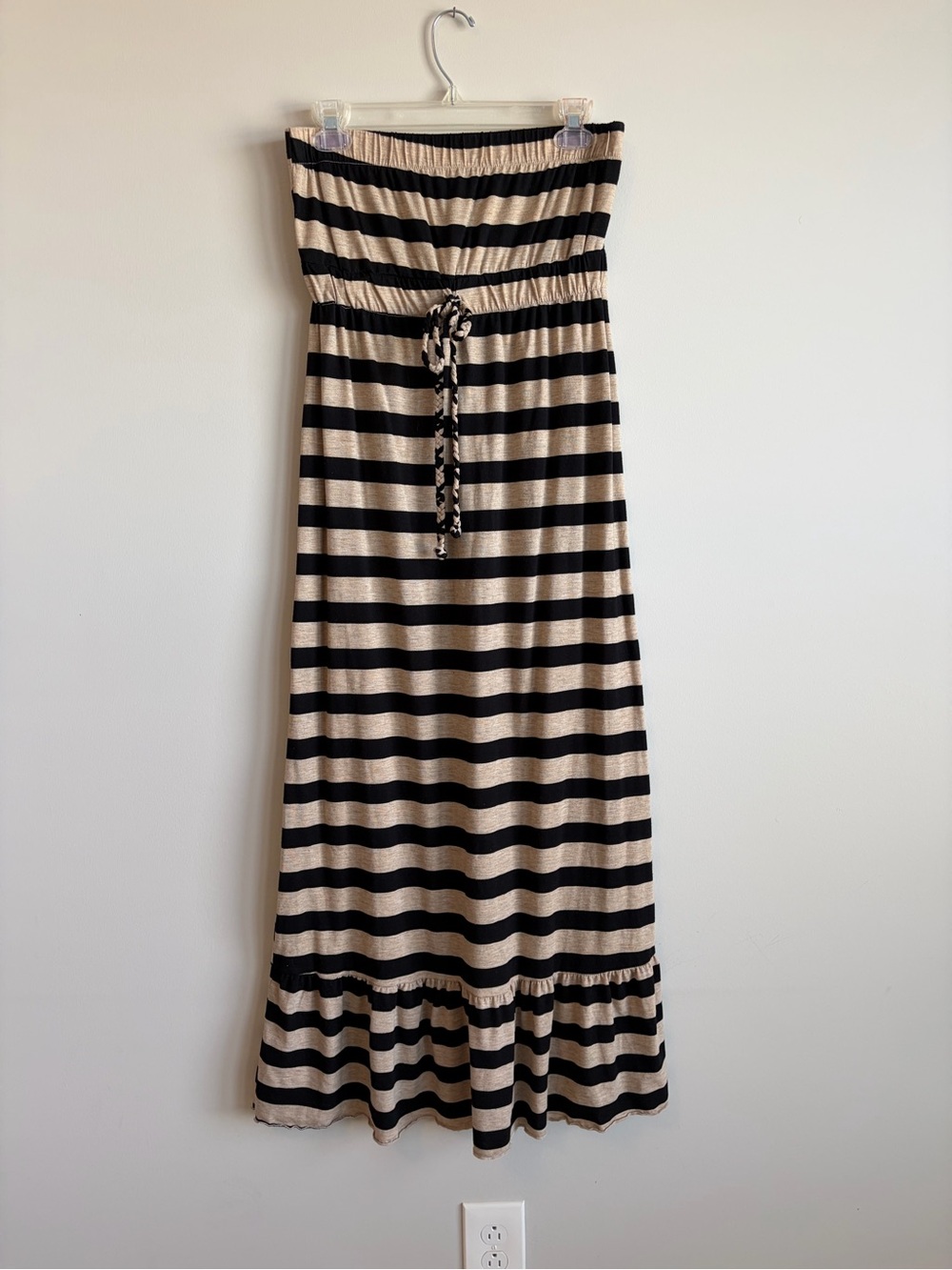 Weavers Black and Tan Strapless Midi Dress